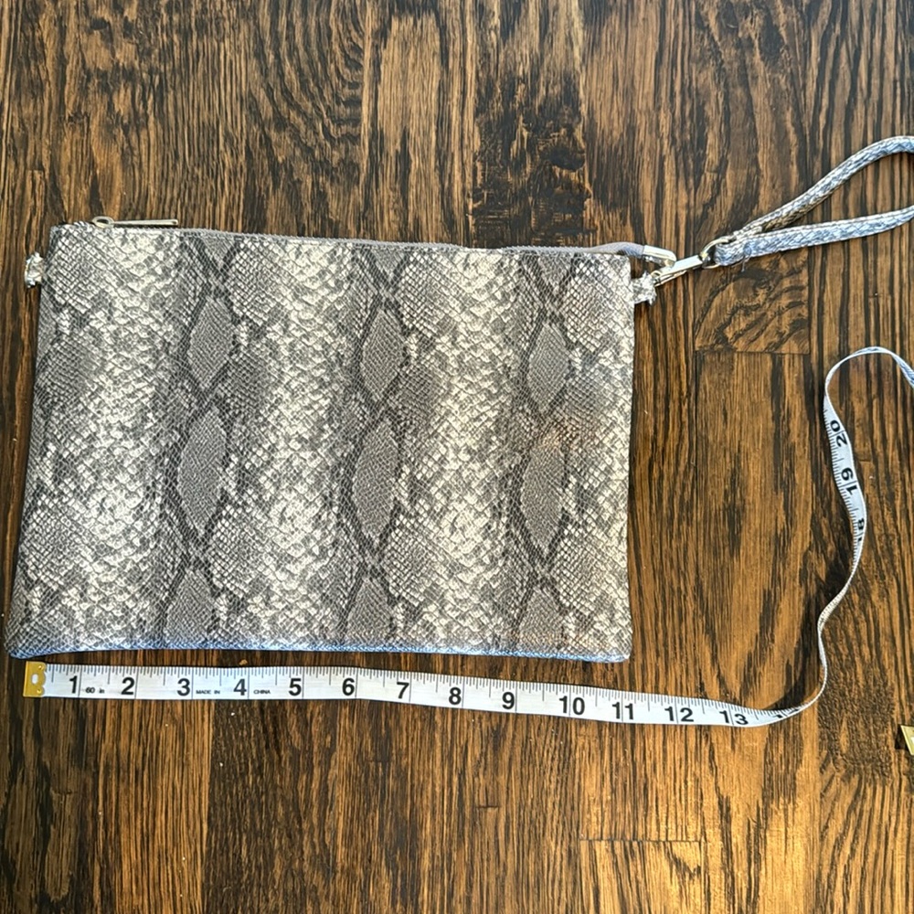 Grey Python Print Clutch - image 1